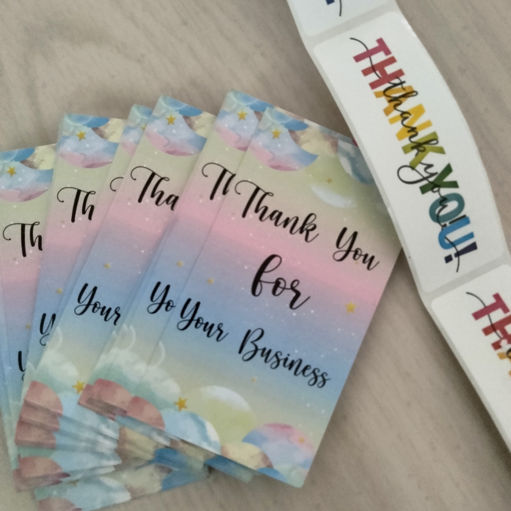 50 Thank You Small Business Cards 50 Thank You Stickers Washing Instructions
